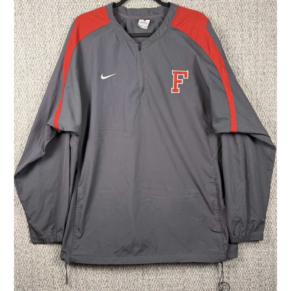 Nike Storm-FIT Team Issued Pullover Jacket Large Gray Red Football 1/4 Zip